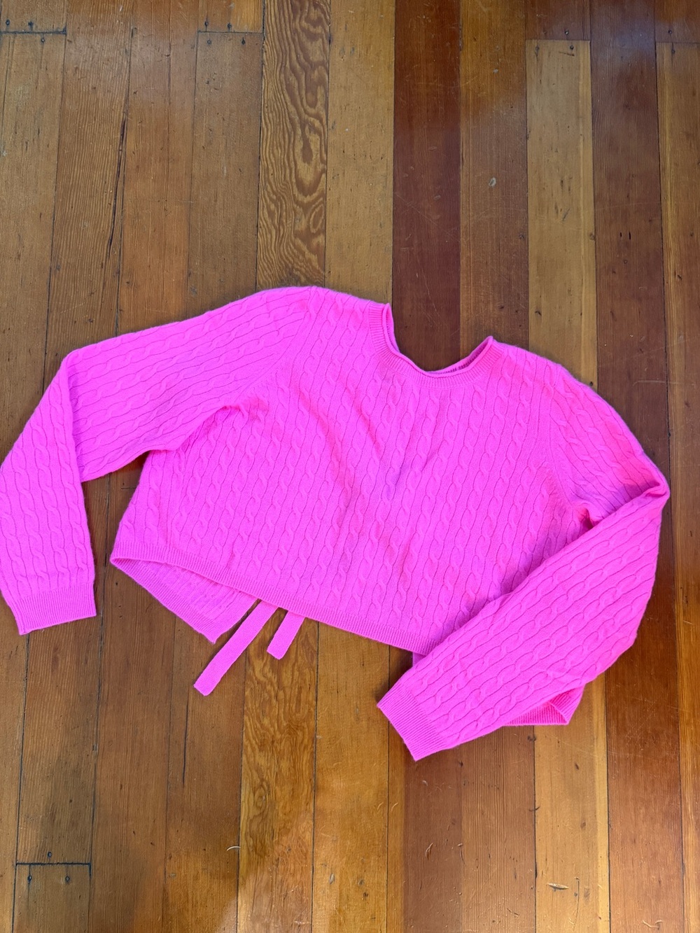 J. Crew Hot Pink Cable-Knit Cashmere Sweater